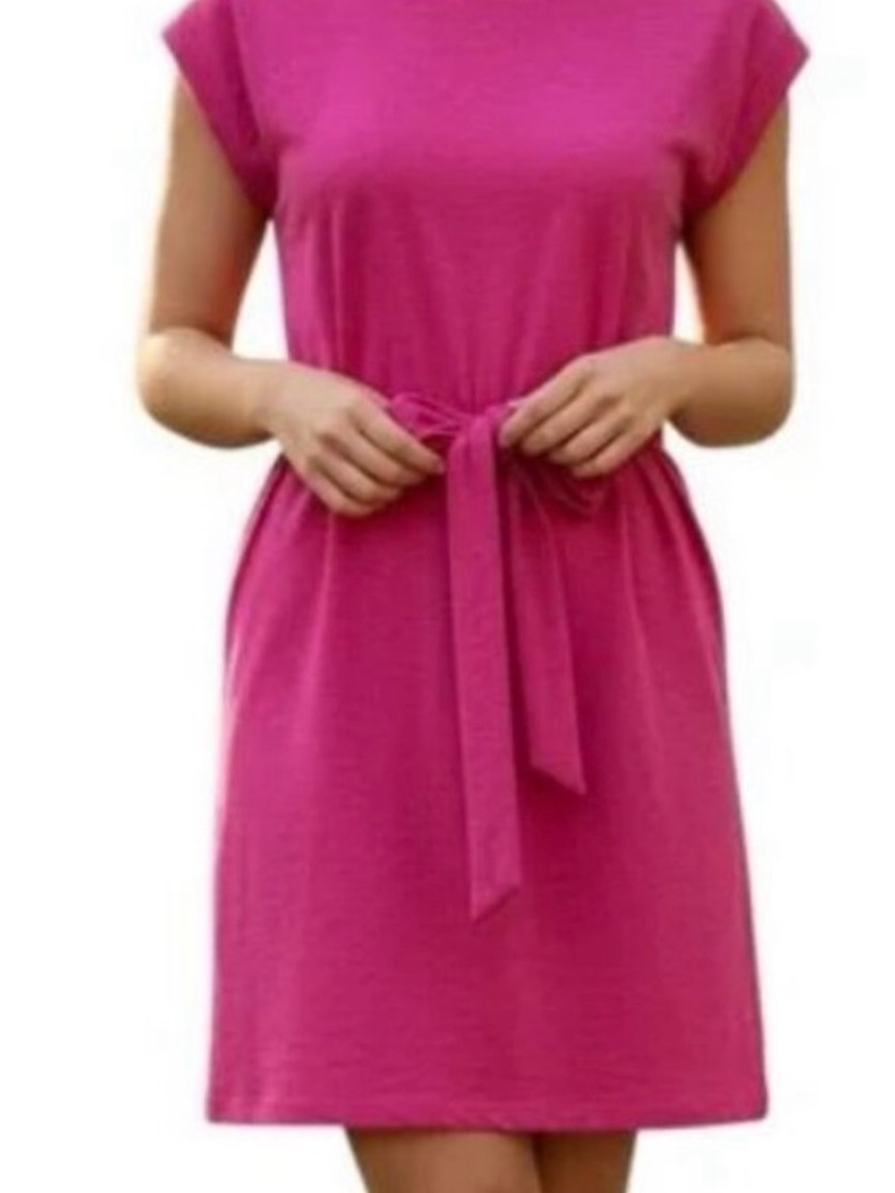 J. Crew Factory Fuchsia Tie-Waist Cap Sleeve Chemise
